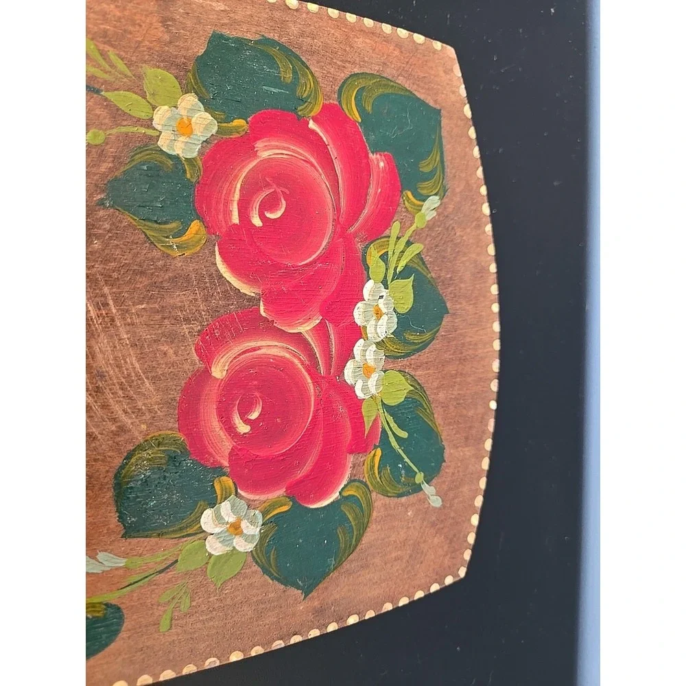 Vintage Handpainted Wood Paddle Decorative‎ Cutting Board Wall Art Floral